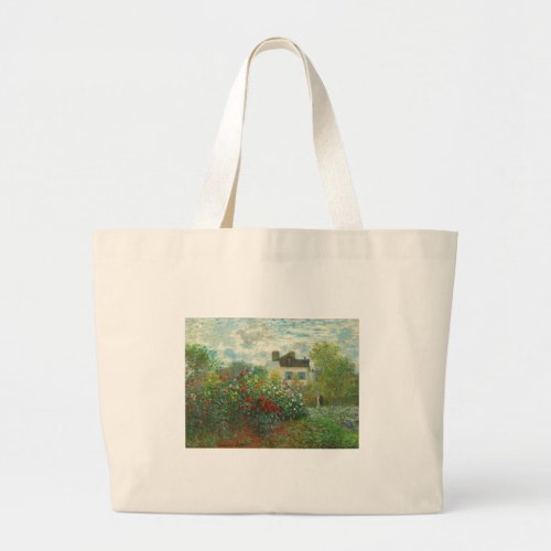 Monet Artists Garden in Argenteuil Painting Large Tote Bag