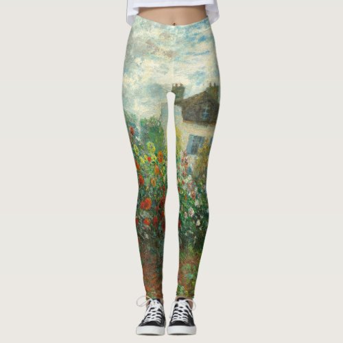 Monet Artists Garden in Argenteuil Painting Leggings