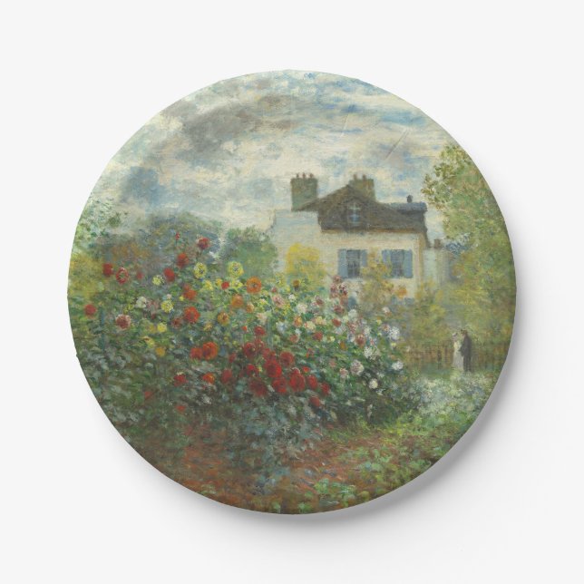 Monet Artists Garden in Argenteuil Painting Paper Plates (Front)