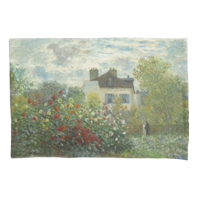 Monet Artists Garden in Argenteuil Painting Pillow Case (Front)