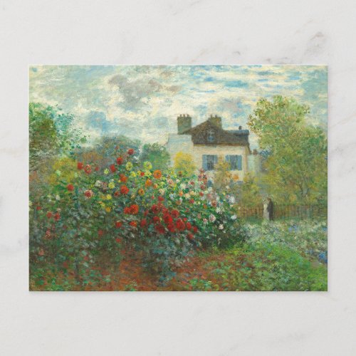 Monet Artists Garden in Argenteuil Painting Postcard