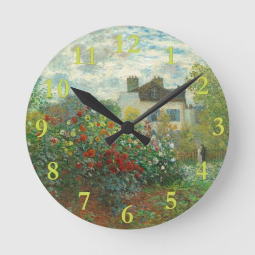 Monet Artists Garden in Argenteuil Painting Round Clock