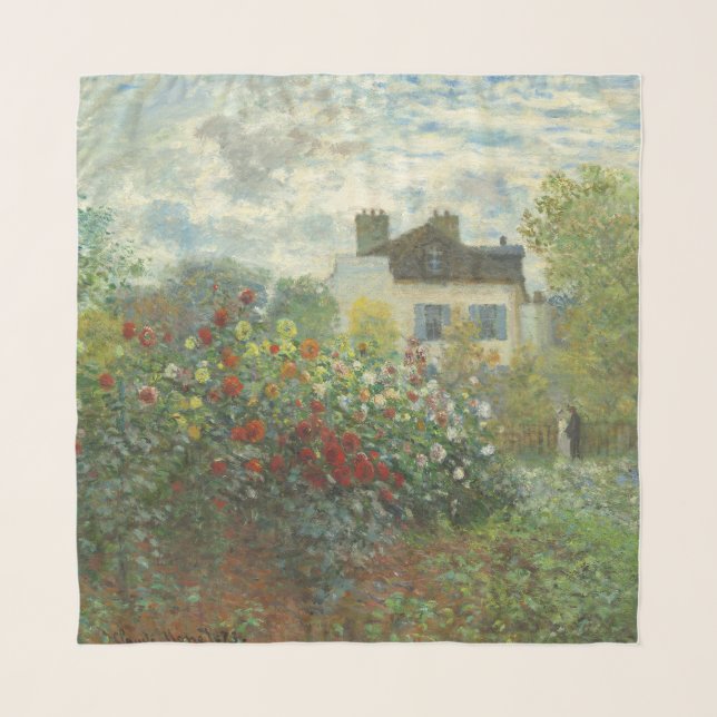 Monet Artists Garden in Argenteuil Painting Scarf (Front)
