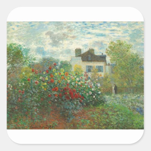 Monet Artists Garden in Argenteuil Painting Square Sticker
