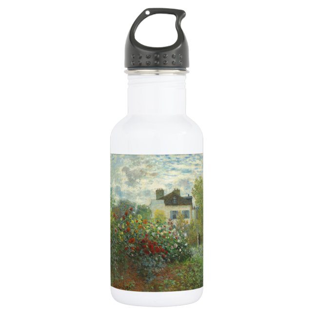 Monet Artists Garden in Argenteuil Painting Stainless Steel Water Bottle (Front)