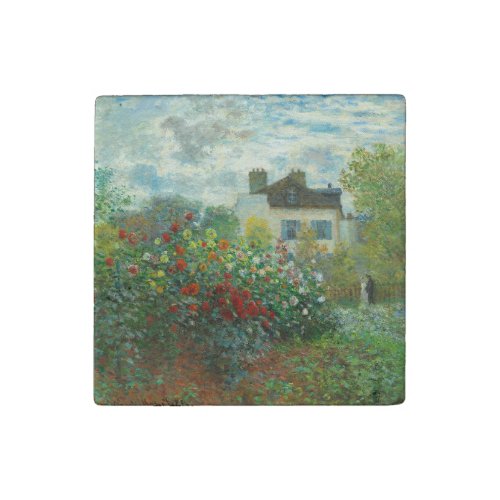 Monet Artists Garden in Argenteuil Painting Stone Magnet