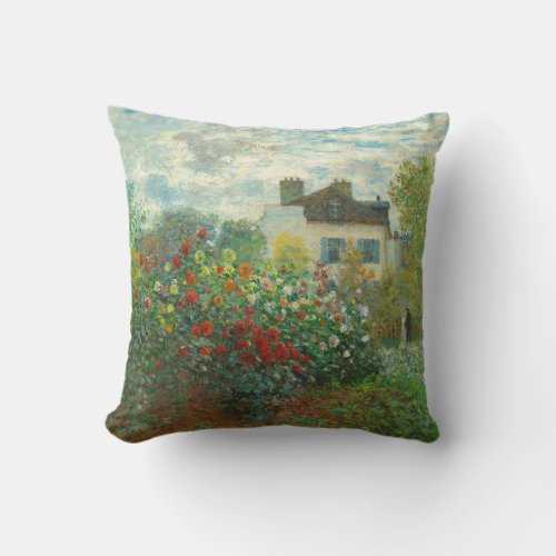 Monet Artists Garden in Argenteuil Painting Throw Pillow