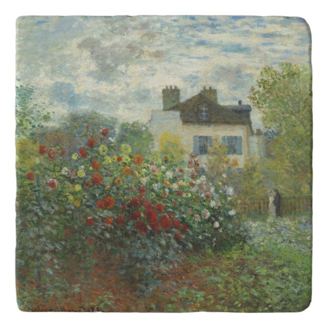 Monet Artists Garden in Argenteuil Painting Trivet (Front)