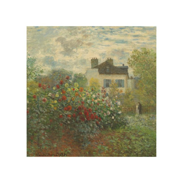 Monet Artists Garden in Argenteuil Painting Wood Wall Art (Front)