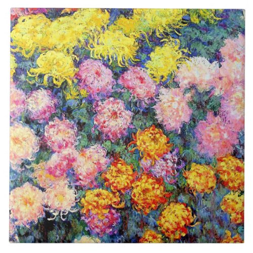 Monet _ Bed of Chrysanthemums Ceramic Tile