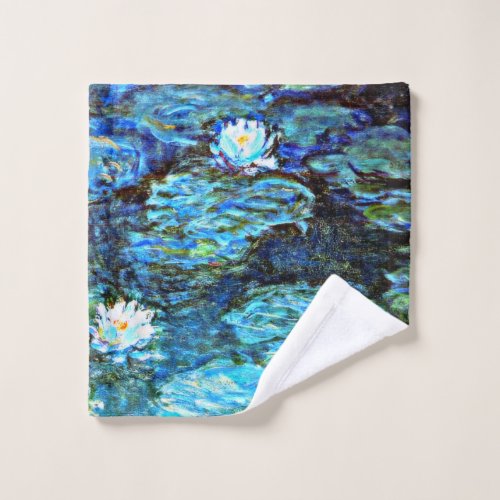 Monet _ Blue Water Lilies famous Impressionism Wash Cloth