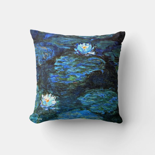 Monet - Blue Water Lilies Throw Pillow (Front)