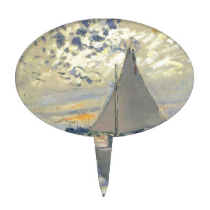 Monet boat water Sailing in Le-Petit-Gennevillie Cake Topper