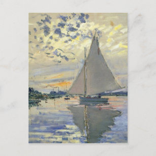 Monet boat water Sailing in Le-Petit-Gennevillie Postcard