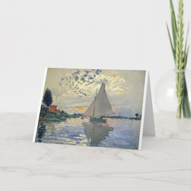 Monet boat water Sailing in Le-Petit-Gennevillie Thank You Card (Front)