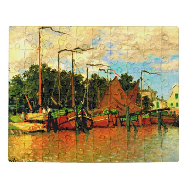 Monet - Boats at Zaandam, famous painting Jigsaw Puzzle (Puzzle Horizontal)