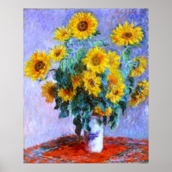 Monet Bouquet Of Sunflowers Fine Art Poster by monetart at Zazzle