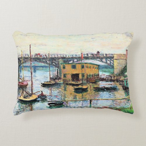 Monet _ Bridge at Argenteuil on a Gray Day  Accent Pillow