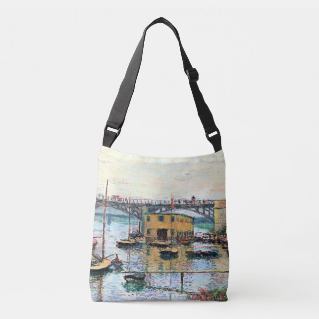 Monet - Bridge at Argenteuil on a Gray Day  Crossbody Bag (Front)