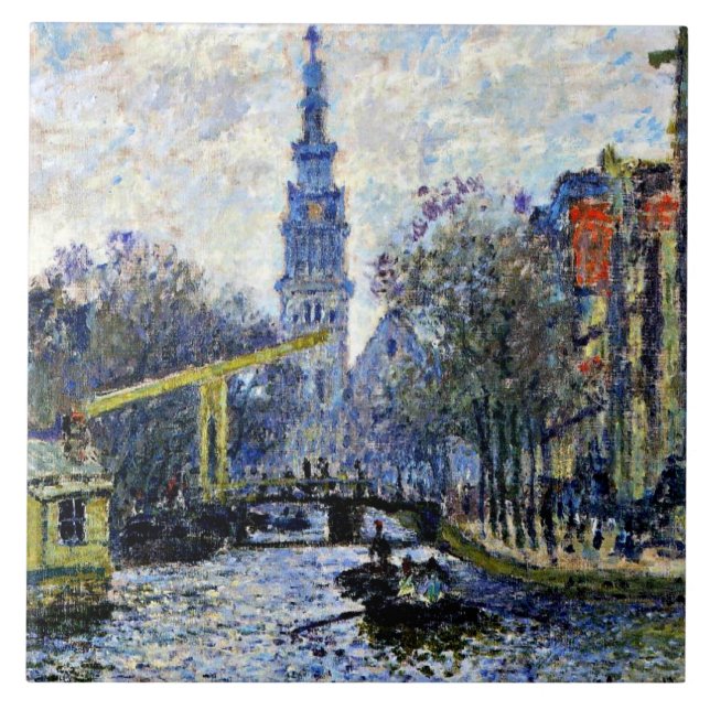 Monet - Canal in Amsterdam,  Ceramic Tile (Front)