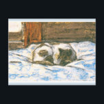 Monet, Cat  Sleeping on a Bed Postcard<br><div class="desc">Monet,  Cat  Sleeping on a Bed</div>