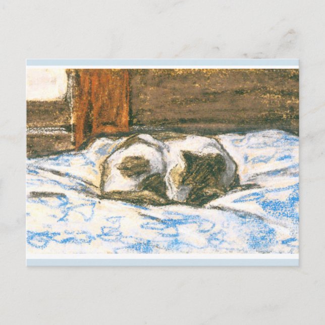 Monet, Cat  Sleeping on a Bed Postcard (Front)