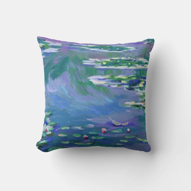 Monet Caulobacter Lilies Pillow (Front)