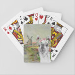 Monet Champ Tulipes and Fancy Llama Playing Cards<br><div class="desc">Beautiful and artistic compilation features Claude Monet's CHAMP TULIPES EN HOLLANDE as background with portrait of adorable llama with watercolor floral crown overlay.</div>