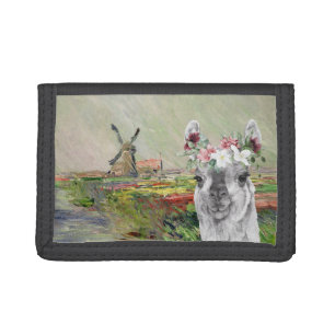 Monet Champ Tulipes and Fancy Llama Trifold Wallet