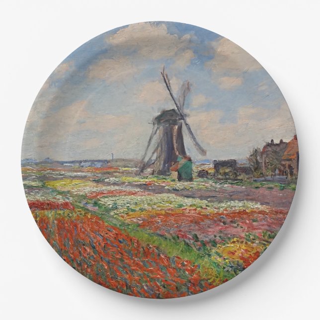 Monet - Champs de Tulipes en Hollande Paper Plates (Front)