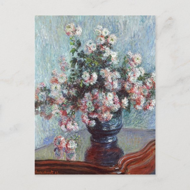 Monet Chrysanthemums Vintage Floral Impressionism Postcard (Front)
