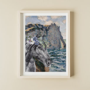 Monet Cliff of Aval & Black Horse Compilation Poster