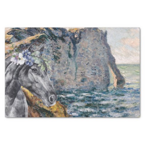 Monet Cliff of Aval  Black Horse  Tissue Paper