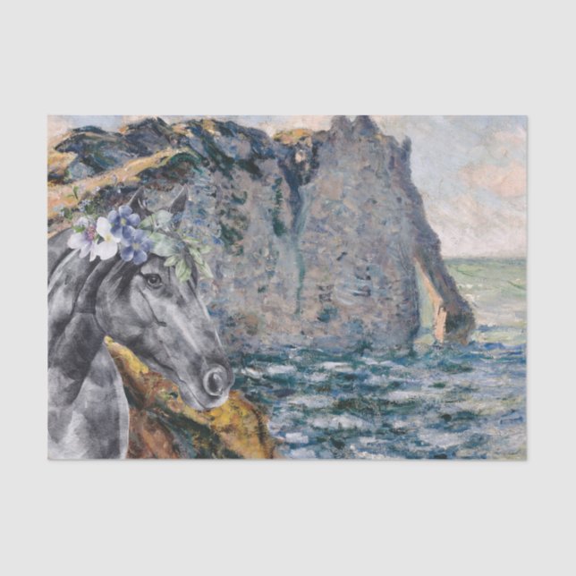 Monet Cliff of Aval & Black Horse  Tissue Paper (Front)