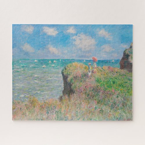 Monet Cliff Walk at Pourvil Impressionist Painting Jigsaw Puzzle