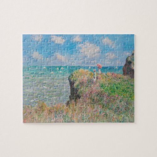 Monet Cliff Walk at Pourvil Impressionist Painting Jigsaw Puzzle