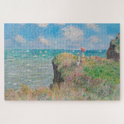 Monet Cliff Walk at Pourvil Impressionist Painting Jigsaw Puzzle