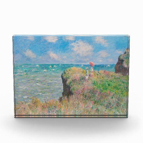 Monet Cliff Walk at Pourvil Impressionist Painting Photo Block