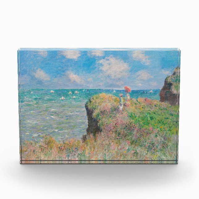Monet Cliff Walk at Pourvil Impressionist Painting Photo Block (Front)