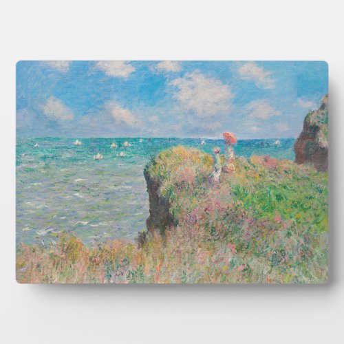 Monet Cliff Walk at Pourvil Impressionist Painting Plaque