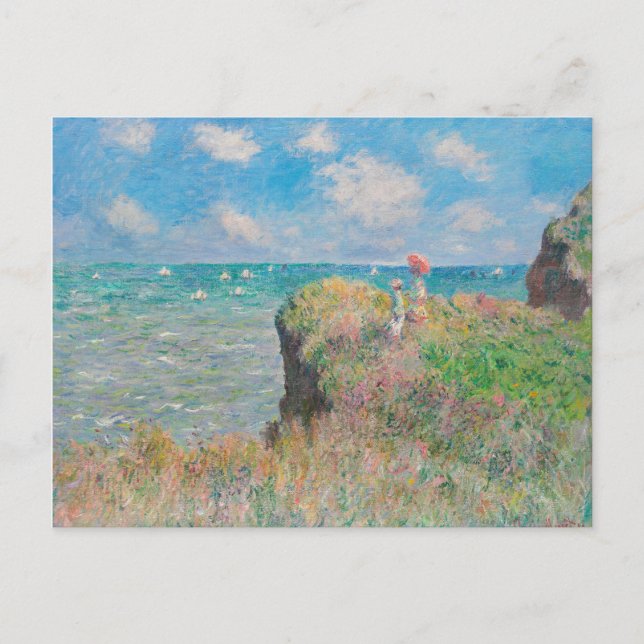Monet Cliff Walk at Pourvil Impressionist Painting Postcard (Front)