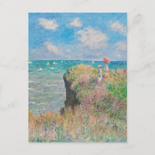 Monet Cliff Walk at Pourvil Impressionist Painting Postcard