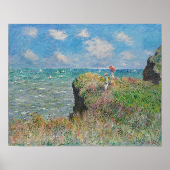 Monet - Cliff Walk At Pourville Poster (Front)