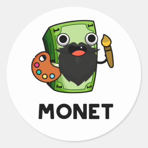 Monet Cute Artist Money Pun Classic Round Sticker