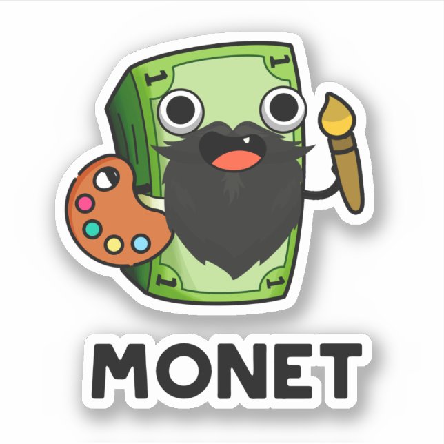 Monet Cute Artist Money Pun Sticker (Front)