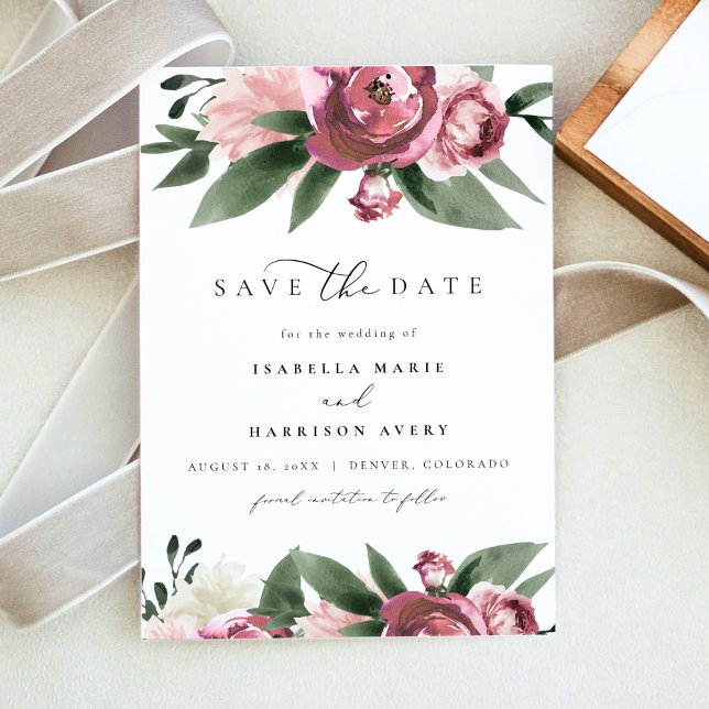 MONET - Dusty Pink Floral Garden Save the Date Invitation (Creator Uploaded)