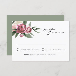 Monet - Dusty Pink Floral Garden Wedding RSVP Invitation
