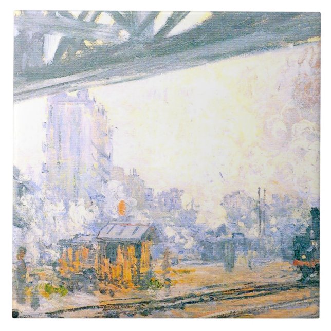 Monet - Exterior of the Saint-Lazare Station Ceramic Tile (Front)