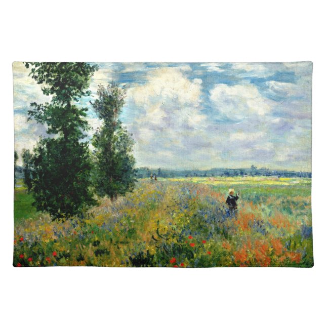 Monet famous painting, Poppy Field at Argenteuil Cloth Placemat (Front)