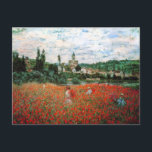 Monet Field of Red Poppies Postcard<br><div class="desc">Monet Field of Red Poppies postcard. Oil on canvas from 1879. Monet painted several different poppy fields during his career. This particular painting features several young women in sundresses and sunhats collecting the red flowers before a river on a slightly cloudy summer day. A pretty gift for fans of Monet,...</div>